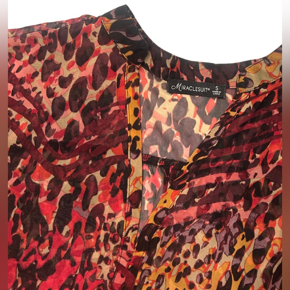 Miraclesuit Sheer Animal Print Caftan Swim Coverup | Size S